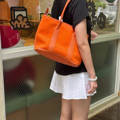 【震撼撿漏👍🏻全網最低價💫】Hermes/愛馬仕 花園包經典愛馬仕橘 30
