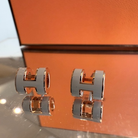 全新✨Hermes✨mini pop 耳環 奶茶色栗子色