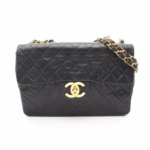 香奈兒 (Chanel) 大號絎縫 34 單翻蓋單肩包 手提包 羊皮（綿羊皮） 女士 黑色