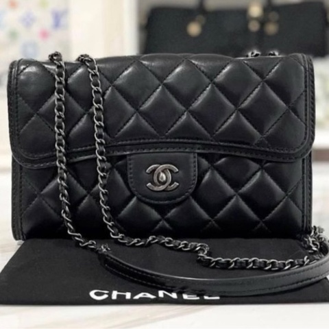 Chanel vintage black 黑銀皮鏈包