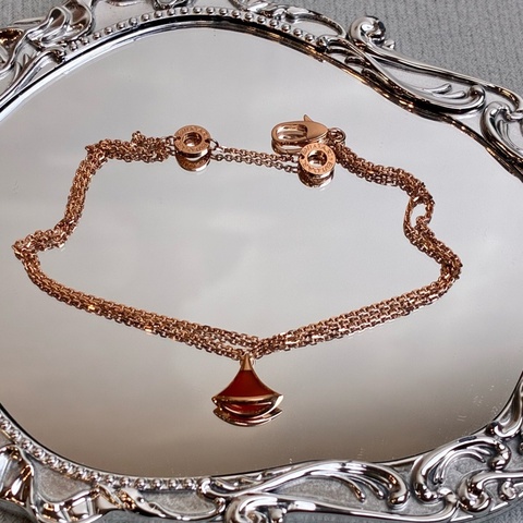 Bvlgari/寶格麗18K玫瑰金 紅扇子手鍊 98新