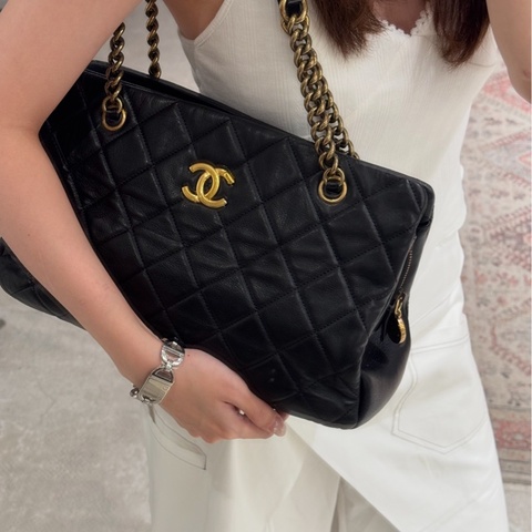 【震撼撿漏👍🏻全網最低價💫】Chanel/香奈儿 黑金Tote鏈條腋下包