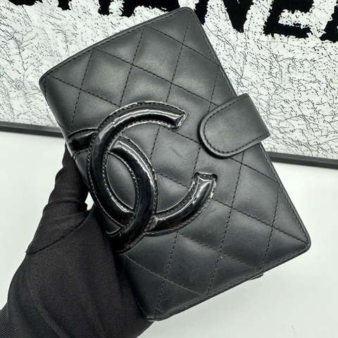CHANEL 香奈兒康鵬黑粉錢包  經典款  21開無卡  尺寸10cm*15cm