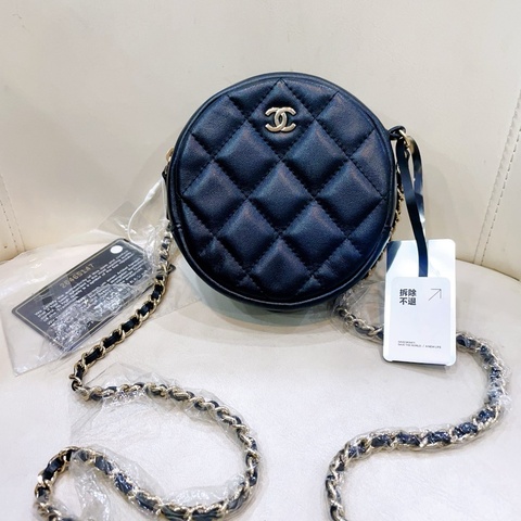 【震撼撿漏價👍🏻全網最低價💫】Chanel/香奈儿 18B黑金小圓餅鏈條包