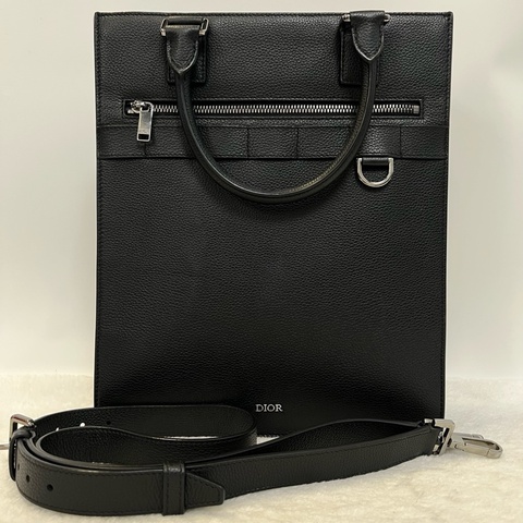 Dior迪奧 新款safari黑銀竪版公文包Tote 托特包琴譜包手提包單肩包斜挎包 尺寸28/34/8cm