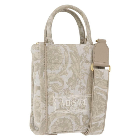 VERSACE Barocco Thena 迷你手提包帆布 2way 米色金色正品 BA14680V