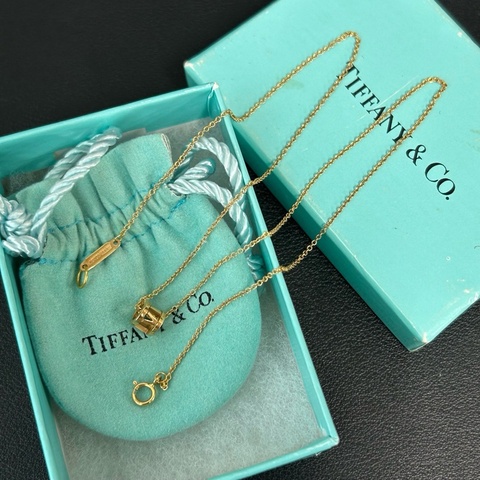 【震撼撿漏價👍🏻全網最低價💫】Tiffany & Co./蒂芙尼 Atlas 系列18K黃金款羅馬數字鏤空圓筒項鍊