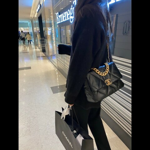 Chanel 香奈兒 黑色 19 bag 中號 肩背包斜背包手提包