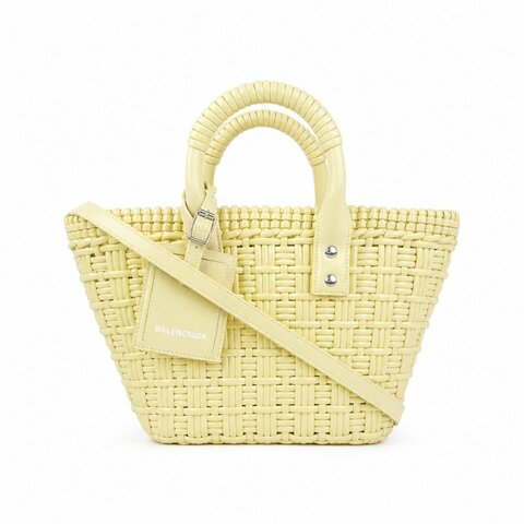 BALENCIAGA 巴黎世家 Bistro XS Basket 籃子包 淺黃色 編織手提肩背包｜KÉSH 凱仕精品