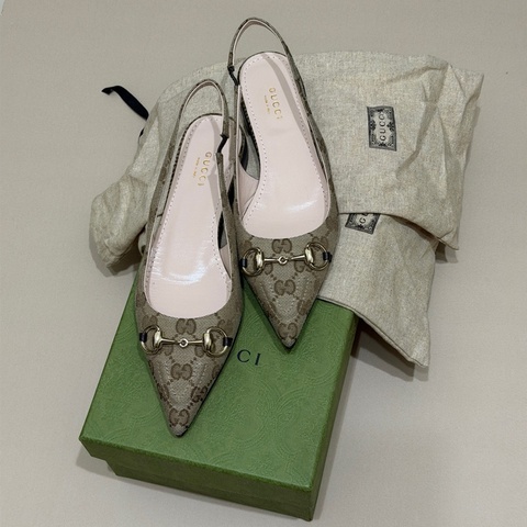 914intheair 『閒置新』Gucci 古馳 經典馬銜釦緹花GG logo平底尖頭跟鞋