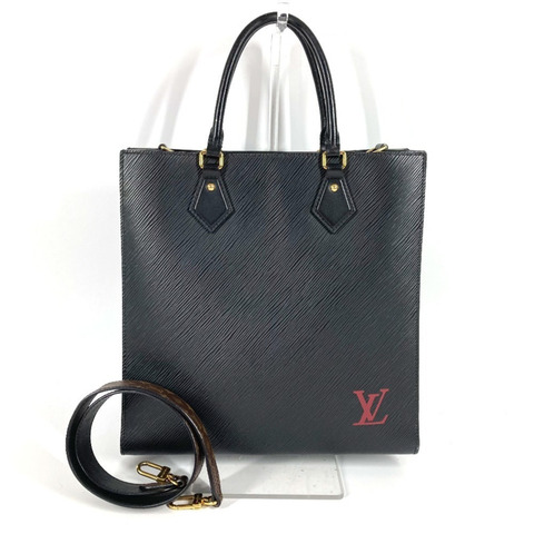 路易威登 M58658 Epi Monogram Sac Plat PM 手提包，兩用手提包，垂直手提包，肩背皮革，男女通用，黑色