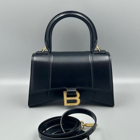 巴黎世家/Balenciaga 沙漏包 黑金XS手提包斜背包