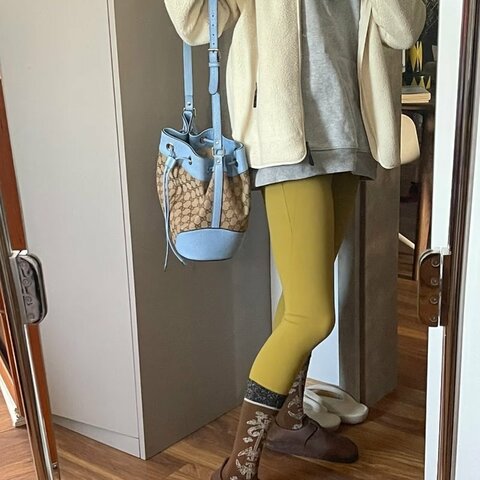GUCCI 藍色拼老花抽繩肩背斜背水桶包23*29*16 98新配件塵袋