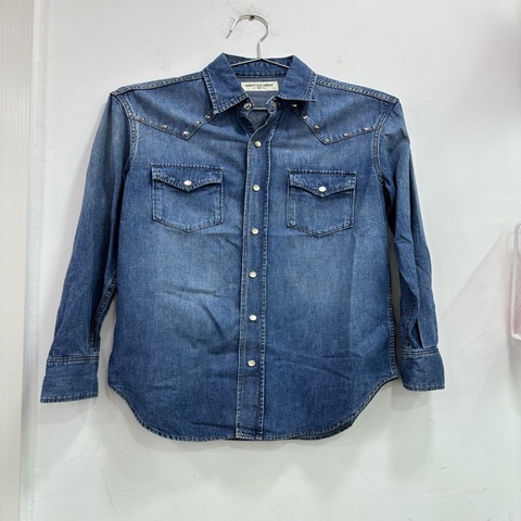 YSL聖羅蘭 鉚釘牛仔襯衫 男女同款 S
