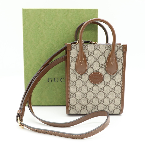 Gucci Interlocking G 迷你 手提袋 咖色 托特包 琴譜包