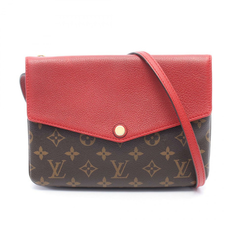 路易威登 Twice 肩包 M50184 Monogram 帆布皮革棕色紅色二手
