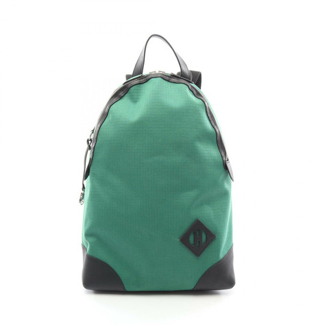 愛馬仕 Sac a Dos Allback 雙肩包帆布皮革綠色 SHW 二手 U