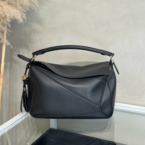 LOEWE Puzzle小牛皮手袋 - 小號黑