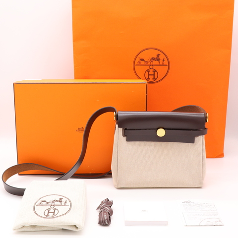 【全配有購證】Hermes 愛馬仕 Herbag zip 20 烏木色 金扣 斜背包 #mini