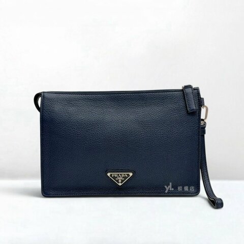 s4171-PRADA 藍牛皮手拿包