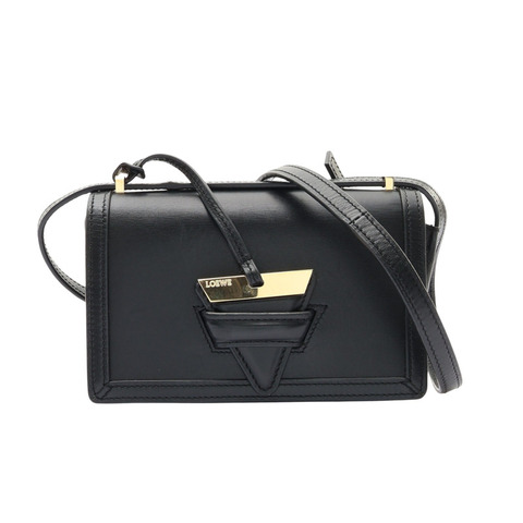 LOEWE 羅威 Barcelona 肩背包 黑色 牛皮