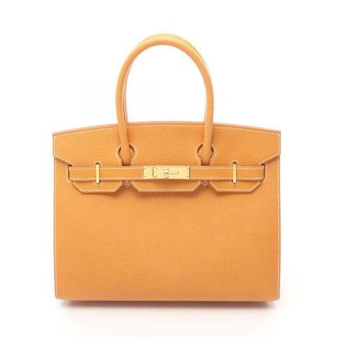 HERMES Birkin 30 Sellier 手提包 天然 Grenat 皮革 天然貂皮 GHW K