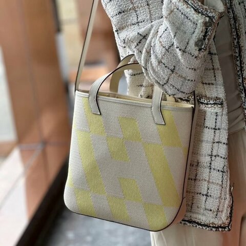 HERMES 帆布拼皮 Cabas27手提肩背包27*24*8.5 98新配件盒子 塵袋