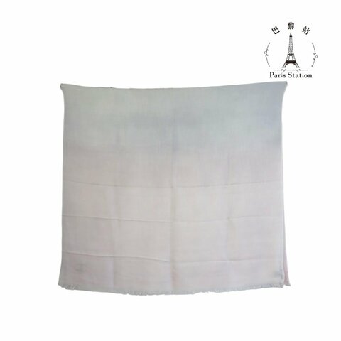 【巴黎站二手名牌專賣店】＊現貨＊CHANEL 香奈兒 真品＊經典雙C LOGO 粉灰刺繡漸層喀什米爾羊毛混絲大披肩 長圍巾