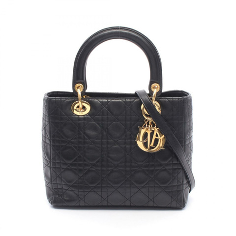 Dior LADY DIOR 單肩手提包 M0565ONGE_M900 黑色皮革 二手 女士 GHW