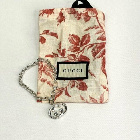 GUCCI Interlocking G吊墜純銀手鍊