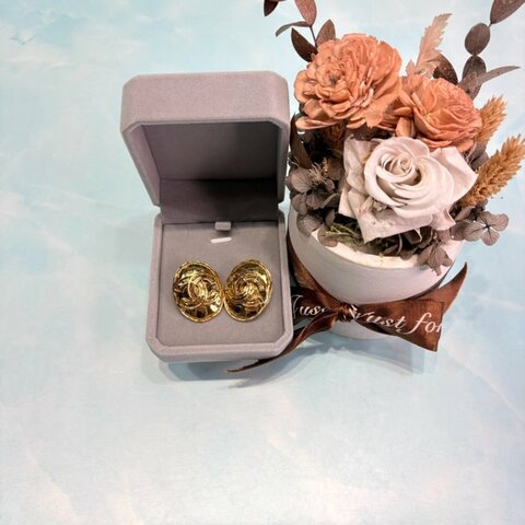 CHANEL Vintage雙C橢圓耳夾