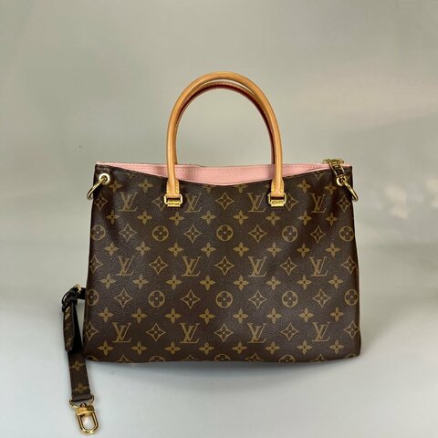 LV M43400 老花拚粉Pallas MM兩用包