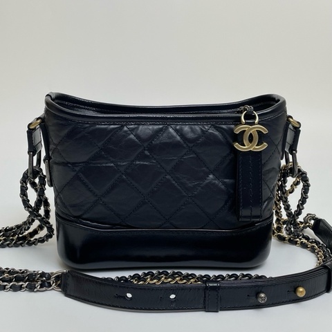 CHANEL 流浪小號 深藍色 牛皮包身 做舊金屬鏈條 26開 20*15*8