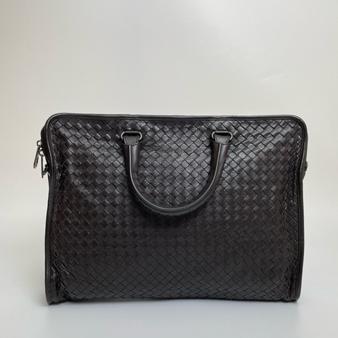 Bottega Veneta 葆蝶家 公文包 深棕色包身搭配經典編織工藝  尺寸38*29*5