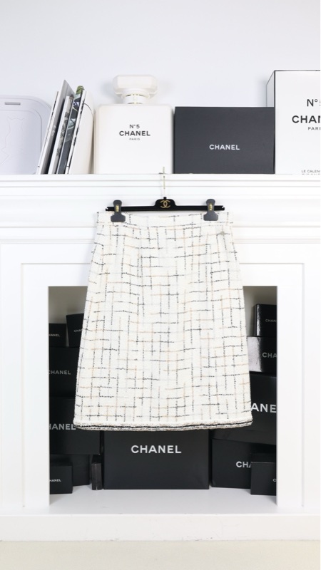 Chanel 17年电流系列黑白格纹半裙