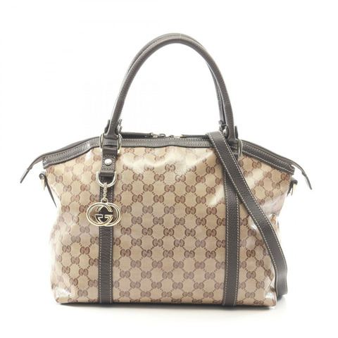 GUCCI 雙G水晶互扣式WAY手提單肩包 341503 帆布皮革