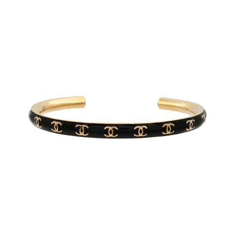 CHANEL 金屬/琺瑯CC Logo Cuff Bracelet手鐲