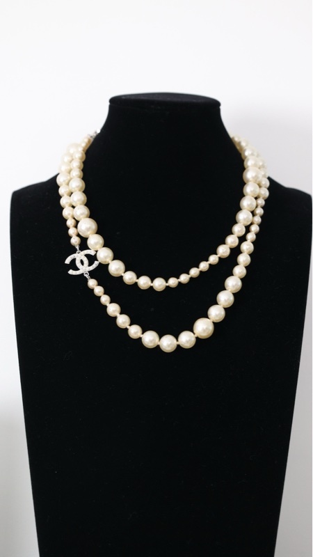 Chanel 07年白色珍珠cc项链