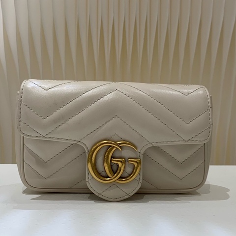 古馳/Gucci 99新 白色馬蒙mini 10x16.5x4.5