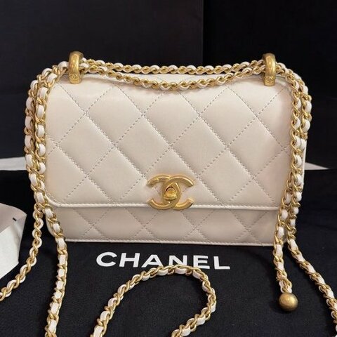 閒置新 香奈兒/Chanel 白金雙金珠CF鏈條包 芯片款
