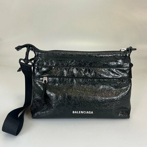 BALENCIAGA 873182 黑爆裂紋肩背包