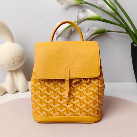 Goyard • 經典Mini Alpin 檸檬黃老花拼皮迷你後背包