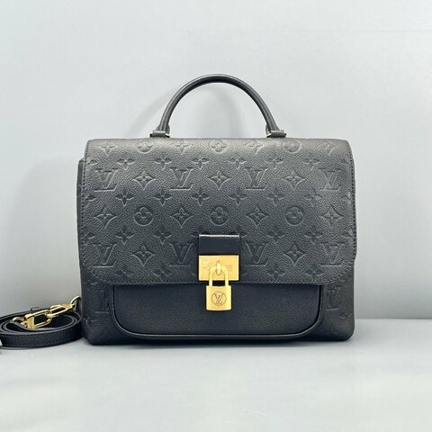 芯片款 路易威登/Louis Vuitton 鎖頭郵差包 黑色全皮壓花