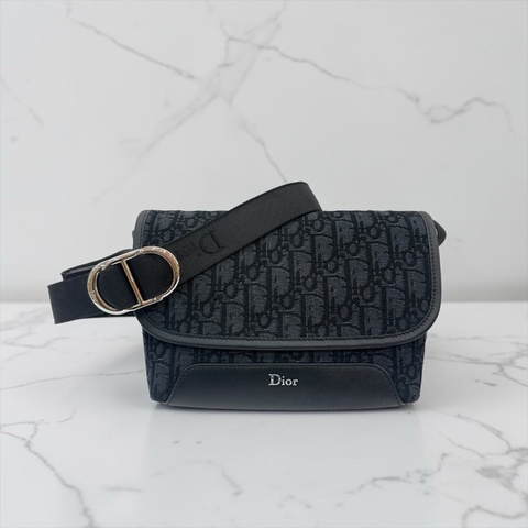 莉亞精品♡ Dior 黑老花 翻蓋斜背包 二手美包