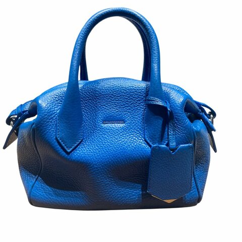 BALENCIAGA 巴黎世家 INFANTA MINI BOSTON BAG 藍色 皮革 銀釦