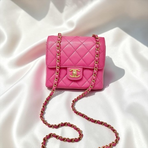 莉亞精品♡ CHANEL AS3648 桃紅方胖子 二手美包