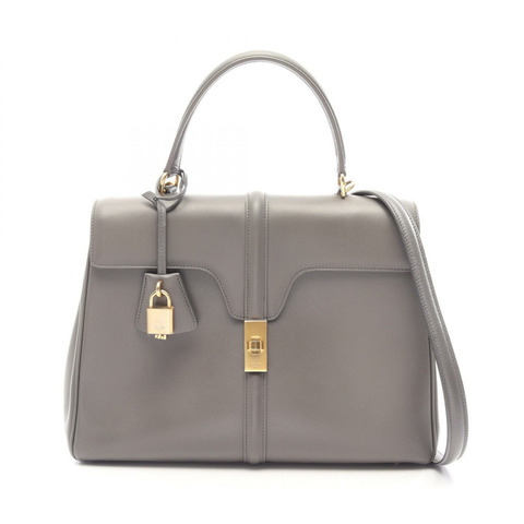 CELINE 16 Seize 中型肩挎斜背包 皮革 灰色 二手 女士