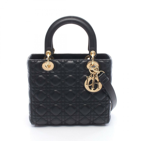 Christian Dior Lady Dior Cannage 斜背包 CAL44550 黑色皮革 二手