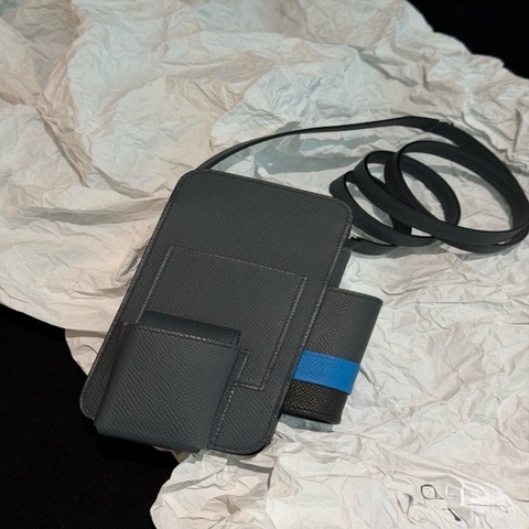 超值 Hermès 愛馬仕 W刻 石板灰 Ardoise Epsom 手機包 斜背包 Smart Phone Holder