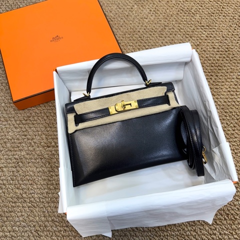 Hermes 愛馬仕 89 Noir 黑色 Box 牛皮 Mini Kelly II 二代 手提包 肩背包 金釦